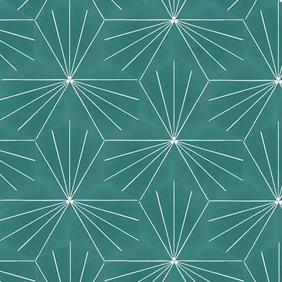 Avente Mission Bakery Turquoise 8" Hexagon Cement Tile Rug-Detail