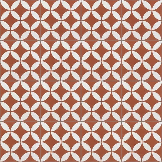 Mission Circles Terracotta 8"x8" Encaustic Cement Tile Rug