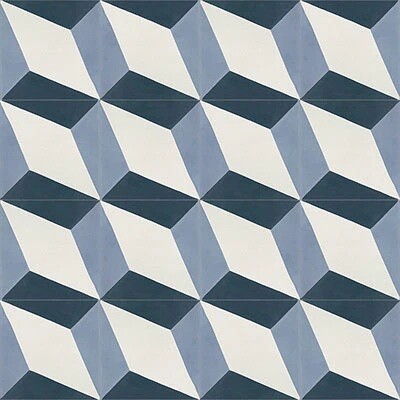 Mission Mondo Harlequin Navy 8"x8" Encaustic Cement Tile Rug