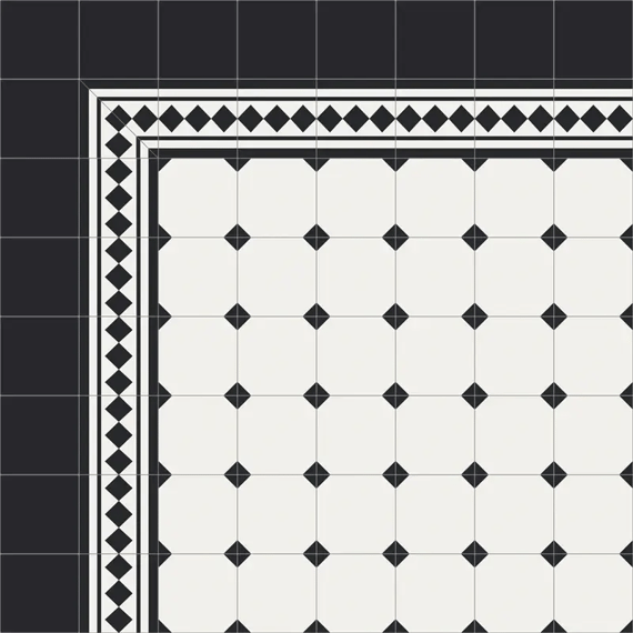 Ritz Border with Mission Octagon Pattern Classic 8"x8" Encaustic Cement Tile Rug