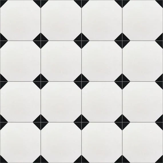 Mission Octagon Pattern Classic 8"x8" Encaustic Cement Tile Rug